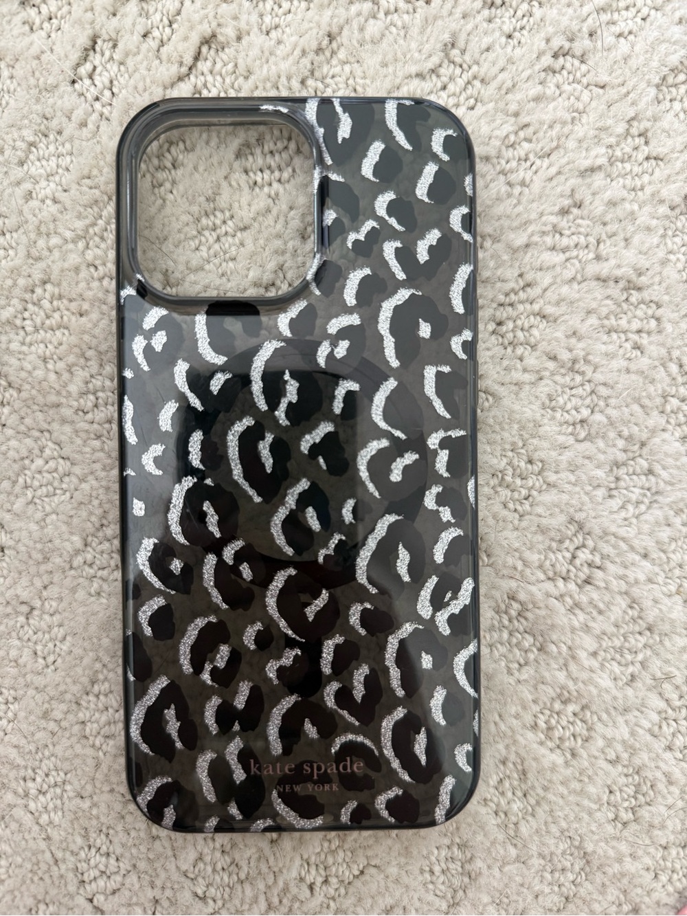 kate spade New York Black Leopard Print Clear Phone Case- iPhone 16 Pro Max